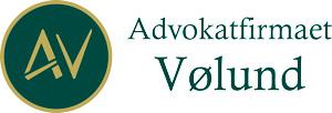Advokatfirmaet Vølund logo med grøn tekst og guld cirkel, der repræsenterer juridisk rådgivning.