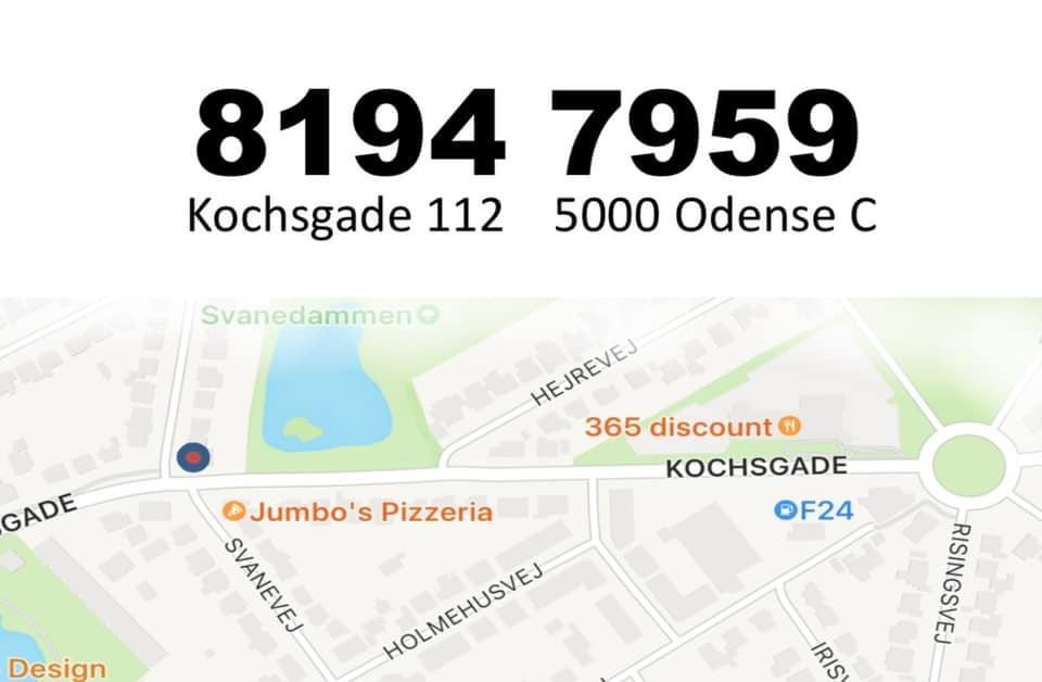 Kort med adresse Kochsgade 112, 5000 Odense C, og nærliggende steder som Jumbo's Pizzeria og 365 discount.