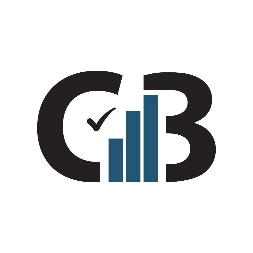 Logo for en virksomhed med initialerne C3, der inkluderer en graf med søjler og et flueben.