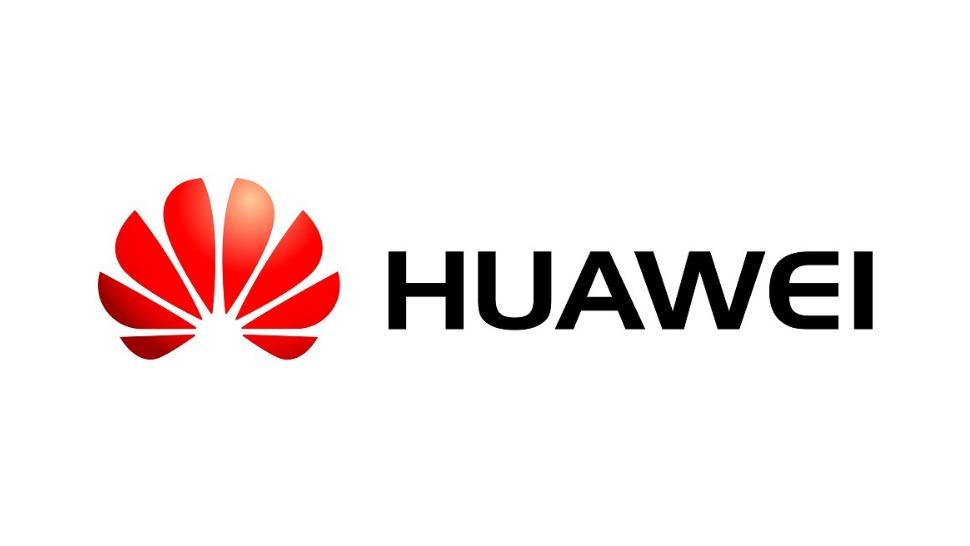 Huawei-logo med rød og sort farve, der repræsenterer teknologi og innovation.