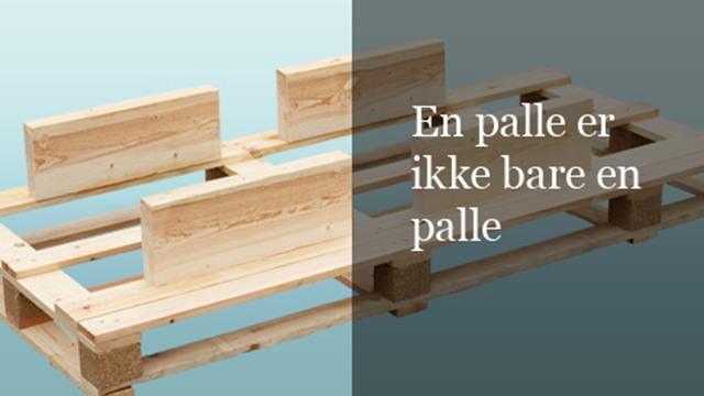 En træpalle med flere sektioner og en tekst, der siger "En palle er ikke bare en palle".