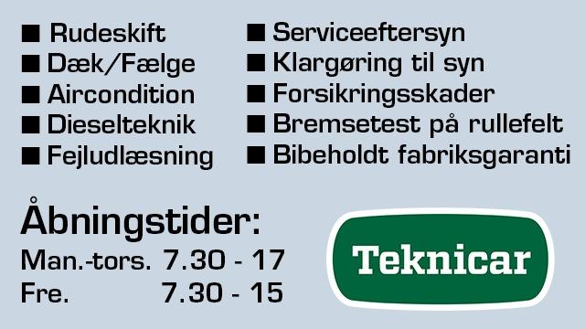 Billede af en serviceoversigt med reparationstjenester og åbningstider for Teknicar.